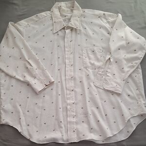 Golden Comfort Casual White and Brown Button Down Shirt - Size 4X